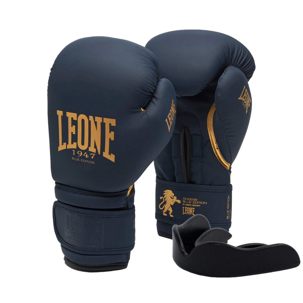 Боксерские перчатки GN059B Leone GN059B_Blue_10oz 10 унций (капа в комплекте)