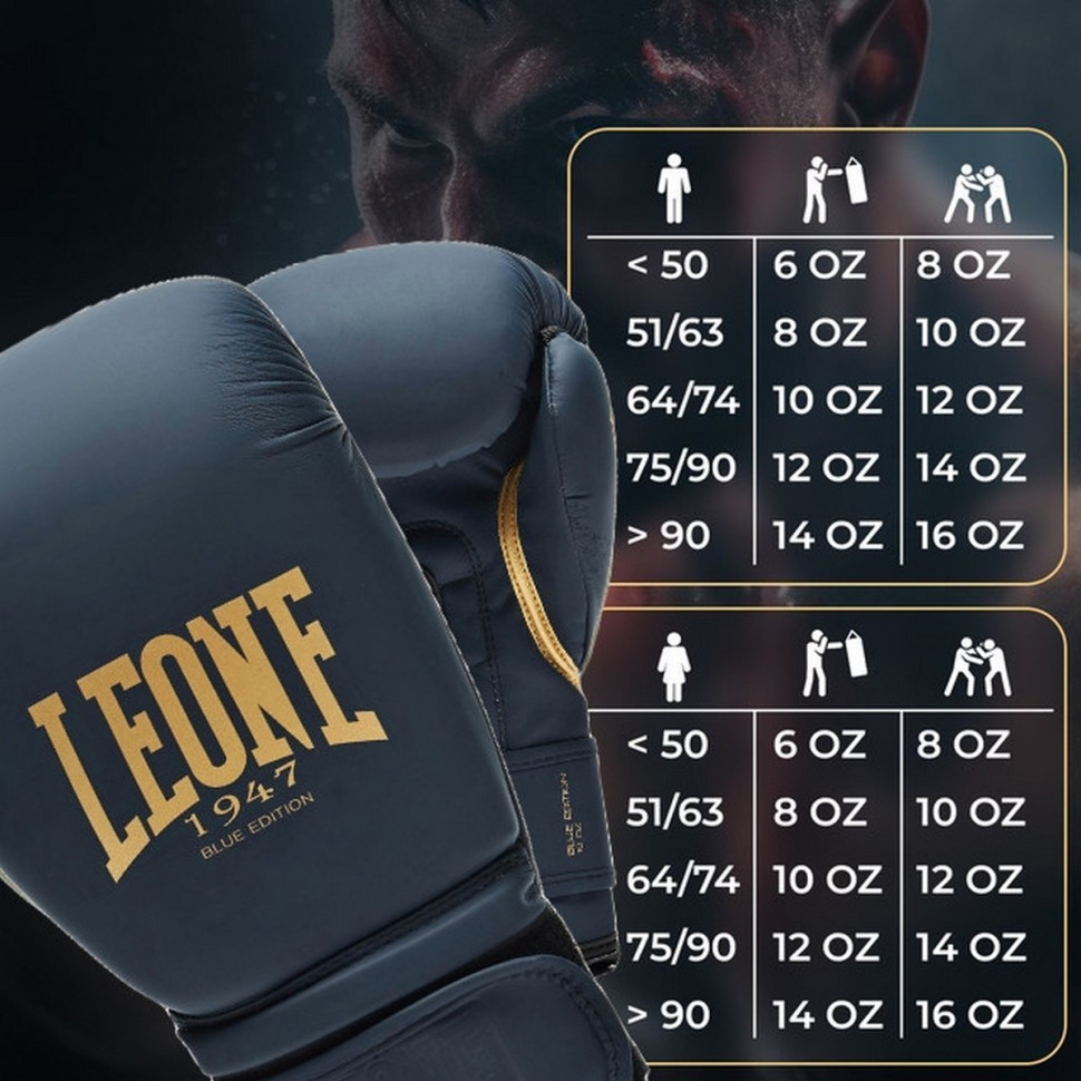 Боксерские перчатки GN059B Leone GN059B_Blue_10oz 10 унций (капа в комплекте)
