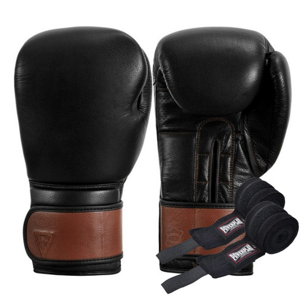 Боксерские перчатки Boxing Honorary TITLE GOSBG M BK/BNL 12 унций (бинты в комплекте)