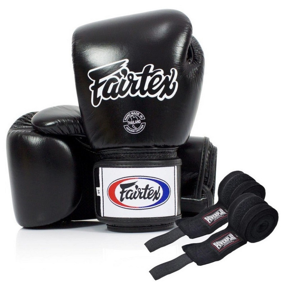 Боксерские перчатки BGV1 Fairtex BGV1_10oz_Black 10 унций (бинты в комплекте)