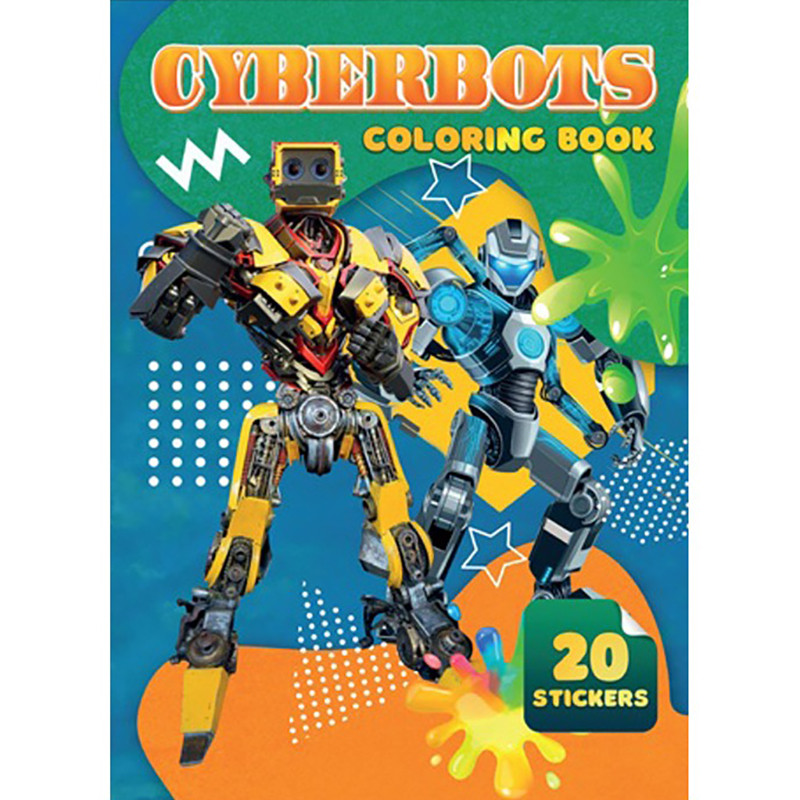 Детская раскраска Cyberbots Jumbi А06012501, 20 наклеек А4 