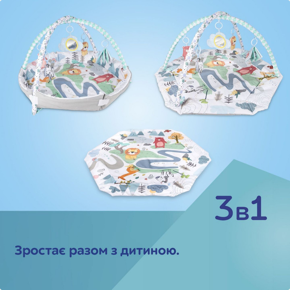 Детский развивающий коврик Safari Canpol babies 81/100 серый