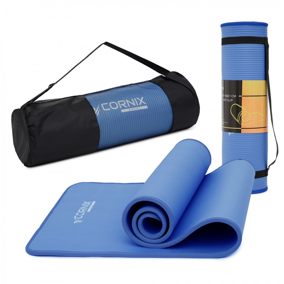 Килимок спортивний для йоги та фітнесу Cornix XR-0096, 183 x 61 x 1 см, Blue/Blue