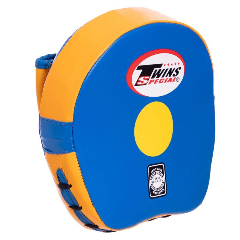 Лапи вигнуті для боксу та єдиноборств Twins Special VL-2054-BLY 2 шт блакитний-жовтий 18х18х8 см