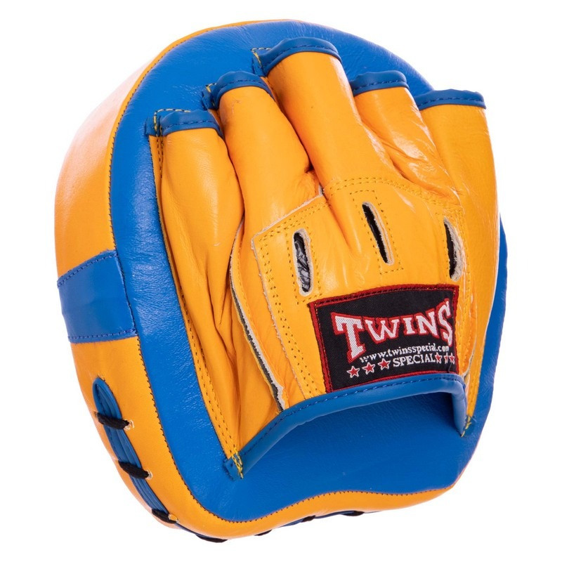 Лапи вигнуті для боксу та єдиноборств Twins Special VL-2054-BLY 2 шт блакитний-жовтий 18х18х8 см