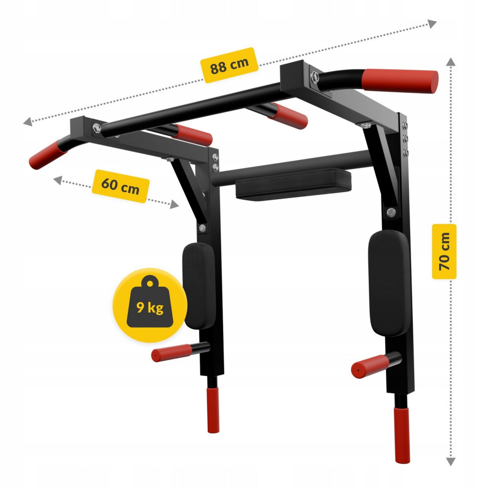 Турнік-бруси навісний 2 в 1 4FIZJO P-5905973402644 Black 80 х 70 х 60 см