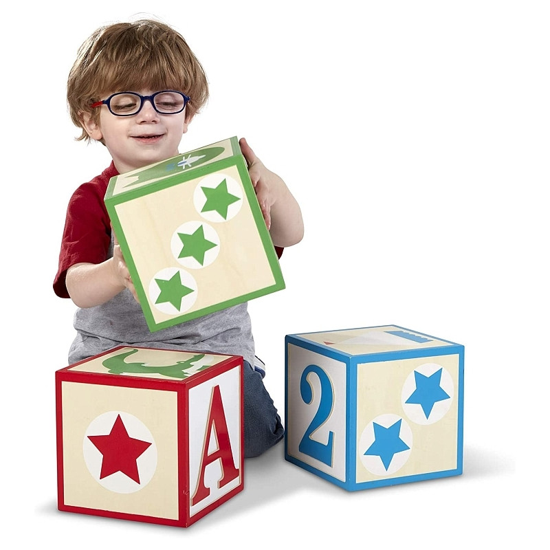 Набір великих дерев'яних кубиків Melissa&Doug MD30543, 3 штуки, 17х17 см