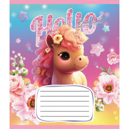 Тетрадь ученическая "Единороги" Leader 012-510065C-1 в косую линию, 12 листов 