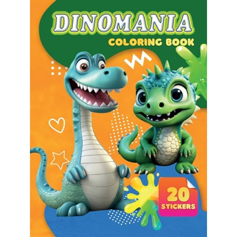 Детская раскраска Dinomania Jumbi А06012503, 20 наклеек А4 