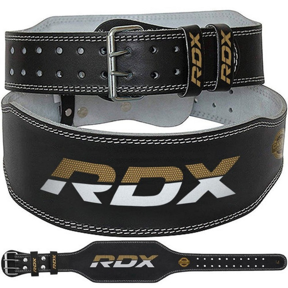 Пояс для тяжелой атлетики 6 RDX Inc Limited WBS-6RB-L, кожаный, Black Gold, L