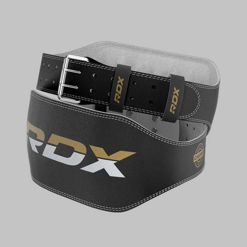 Пояс для тяжелой атлетики 6 RDX Inc Limited WBS-6RB-L, кожаный, Black Gold, L