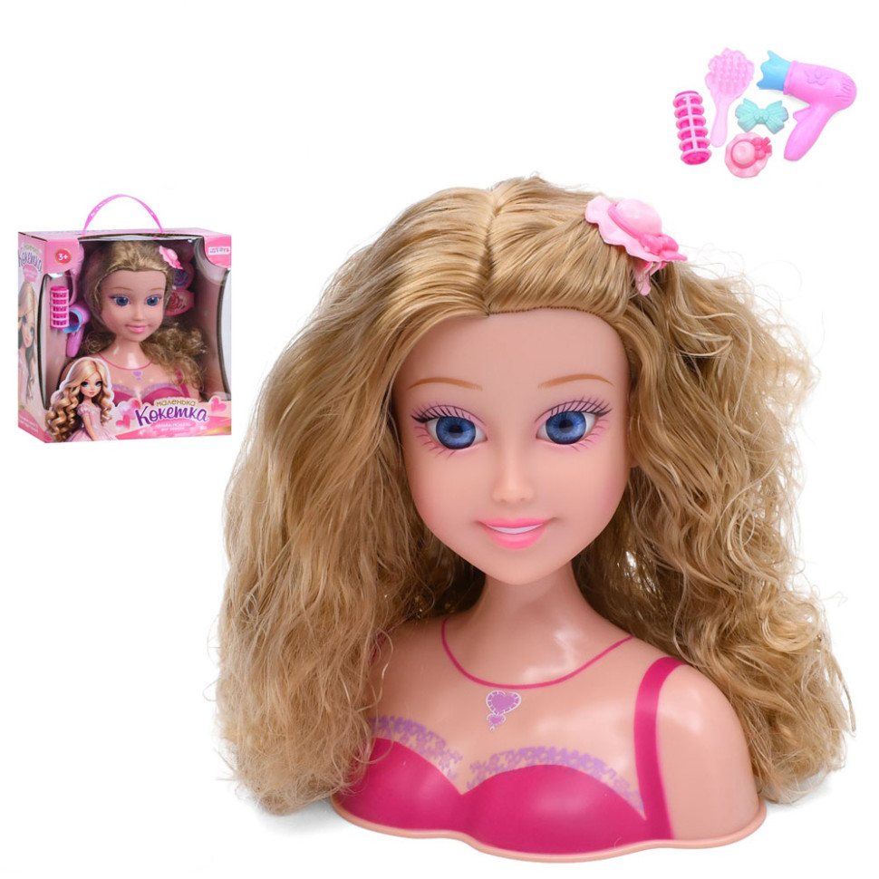 Кукла манекен для причесок Limo Toy B229-C, фен, расческа, заколка, бигуди