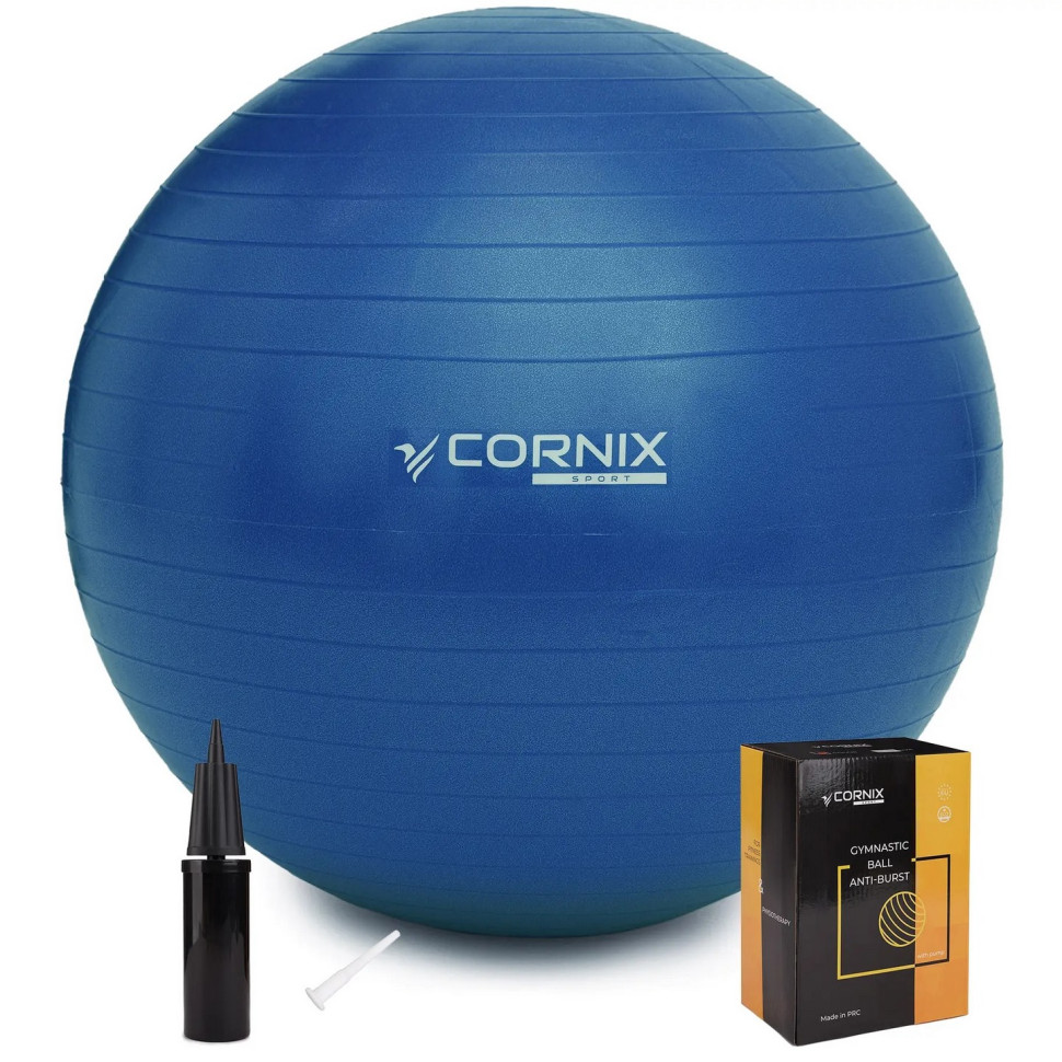 М'яч для фітнесу (фітбол) Cornix XR-0025 Blue 75 см, Anti-Burst 