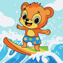 Картина по номерам "Лето. Медвежонок ловит волну" ©art_selena_ua Идейка KHO1250, 25х25 см