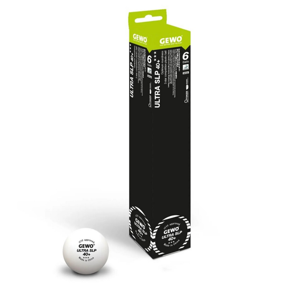 М'ячі для настільного тенісу Ultra SLP 40+ ITTF Gewo 931057, 6 штук (81351200)