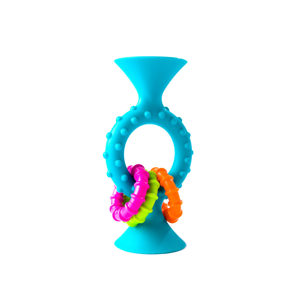 Прорезыватель-погремушка pipSquigz Loops Fat Brain Toys FA166-1 на присосках, бирюзовый