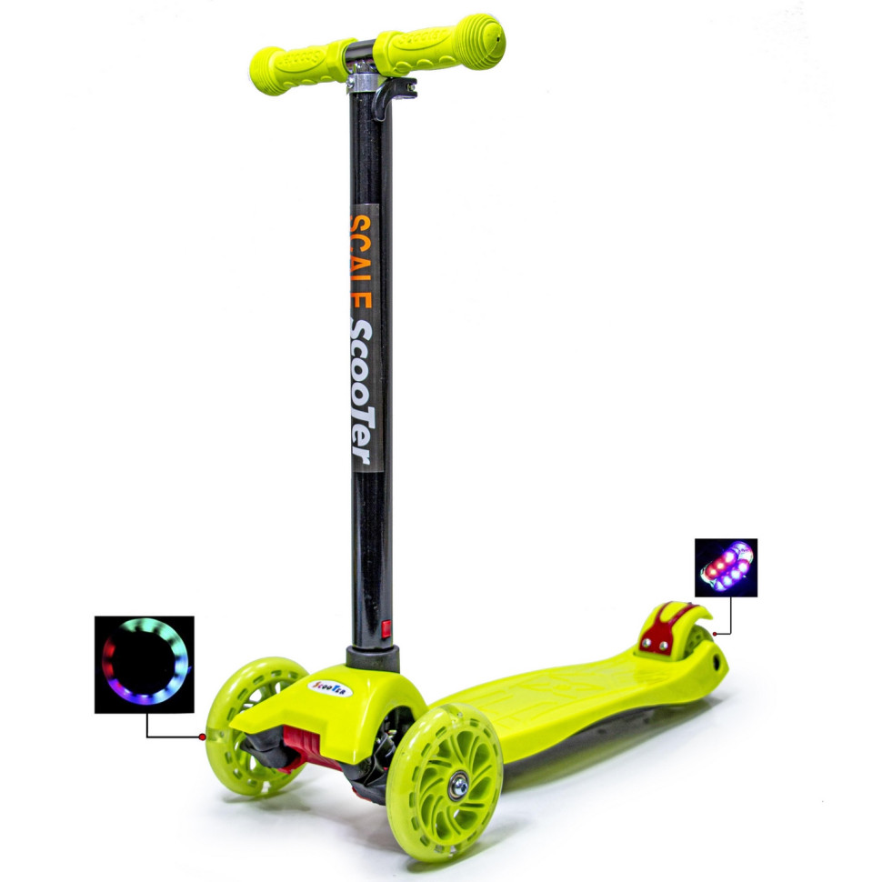 Дитячий чотириколісний самокат MAXI Bambi 1977338535 Yellow з підсвічуванням