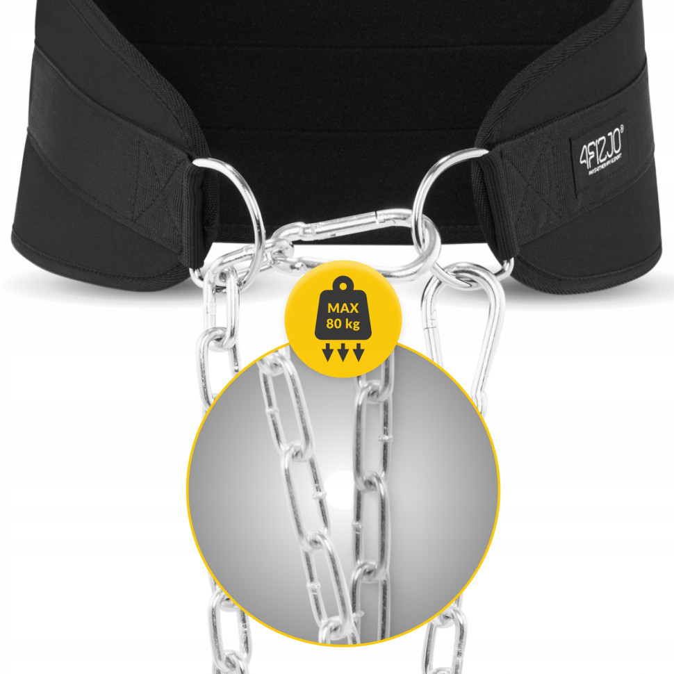 Пояс атлетичний Dip Belt 4FIZJO P-5905973402262, 100 см чорний