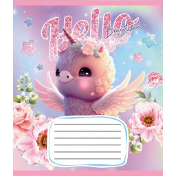 Тетрадь ученическая "Единороги" Leader 012-510065C-2 в косую линию, 12 листов 