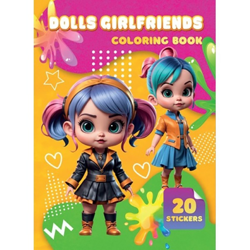 Дитяча розмальовка Dolls Girlfrends Jumbi А06012507, 20 наліпок А4 