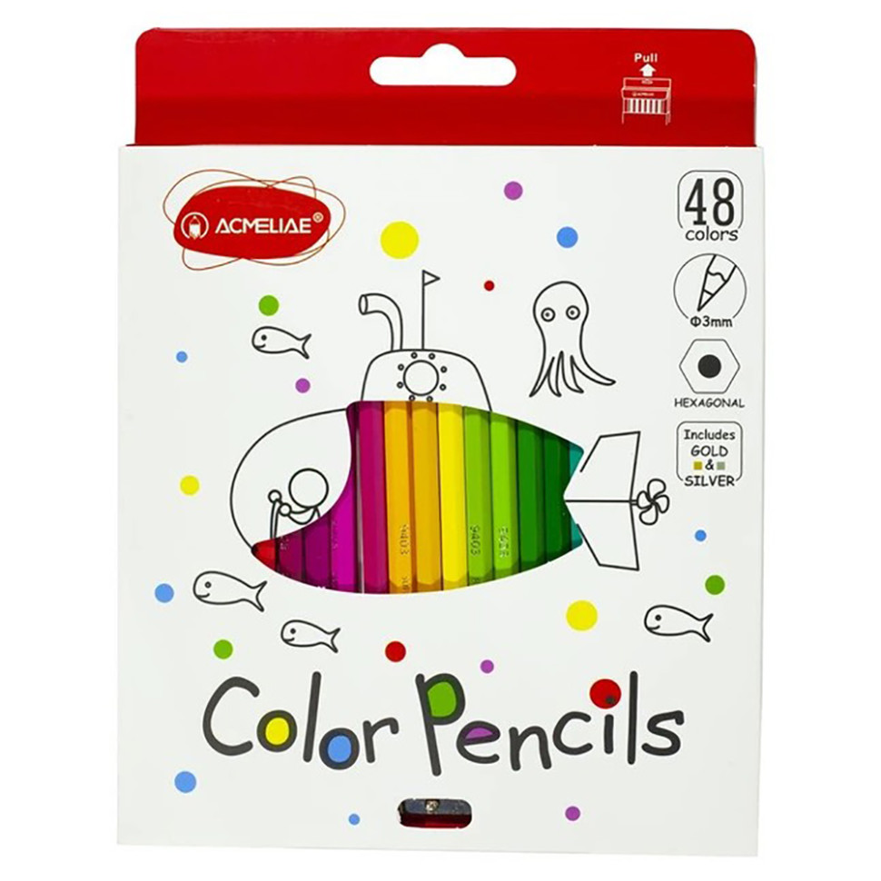 Набор цветных карандашей Acmeliae 9403-48, точилка, 48 цветов, грифель 3 мм