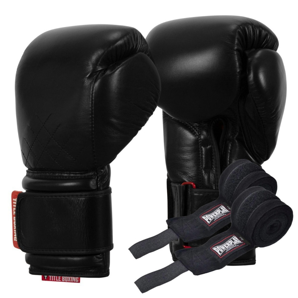 Боксерские перчатки Boxing Ko-Vert TITLE KOVBG 16 oz BK 16 унций (бинты в комплекте)