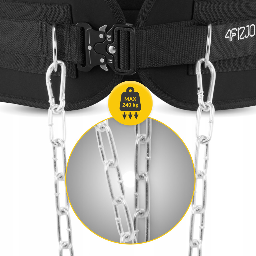 Пояс атлетический Dip Belt 4FIZJO P-5905973402255, 80 см черный