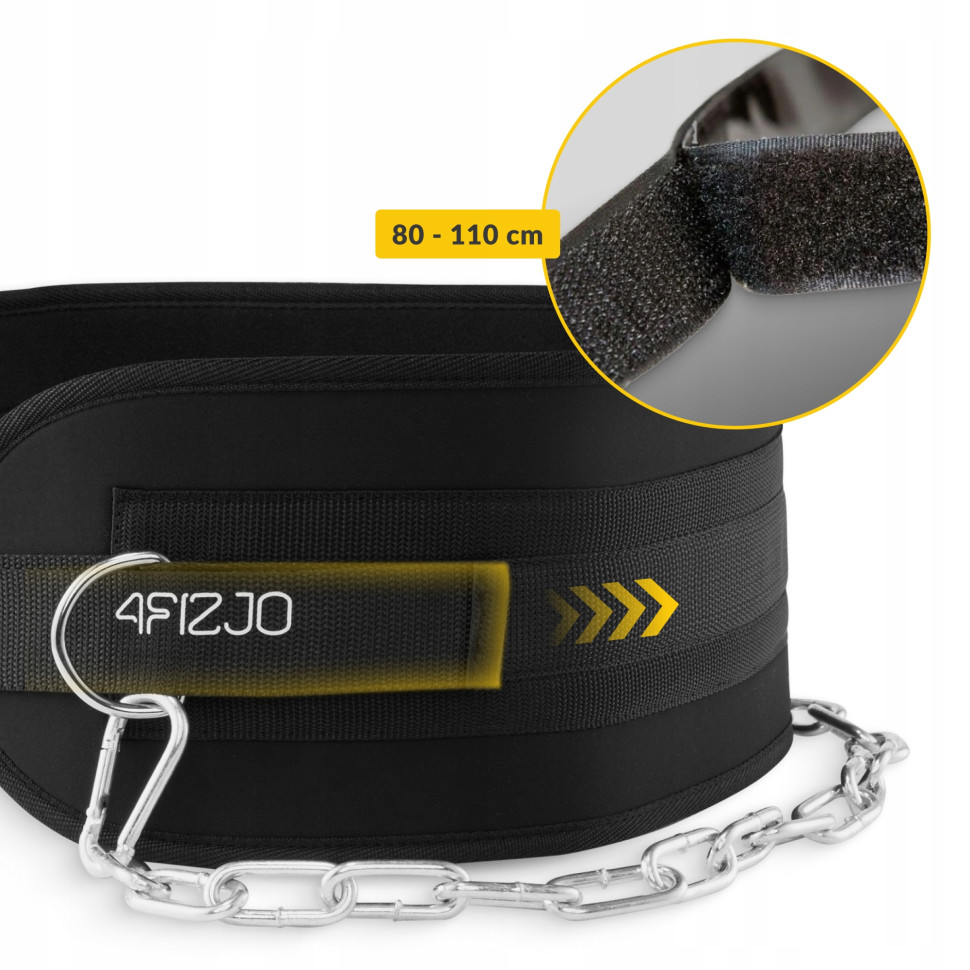 Пояс атлетический Dip Belt 4FIZJO P-5905973402255, 80 см черный