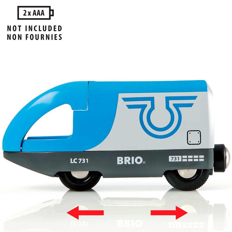 Детская железная дорога двухуровневая с вокзалом BRIO 33512-BR, дерево, пластик 42 элемента в комплекте, на батарейках