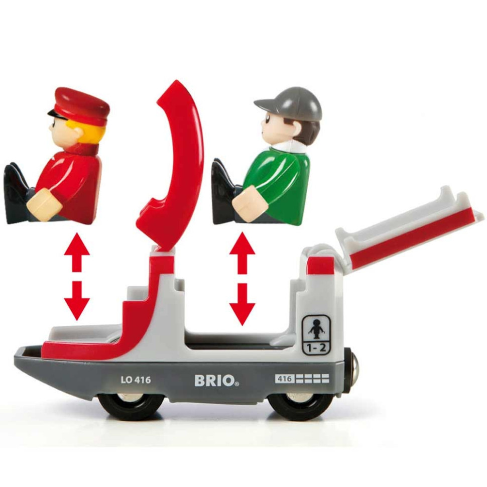 Детская железная дорога двухуровневая с вокзалом BRIO 33512-BR, дерево, пластик 42 элемента в комплекте, на батарейках