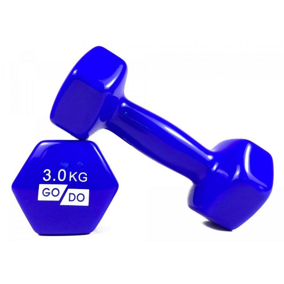 Гантели для фитнеса с виниловым покрытием GoDo GD-3.0BL 6 кг (пара)