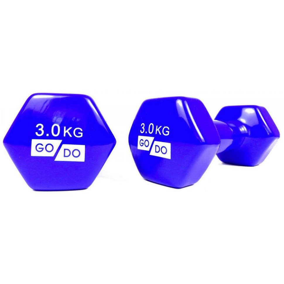 Гантели для фитнеса с виниловым покрытием GoDo GD-3.0BL 6 кг (пара)