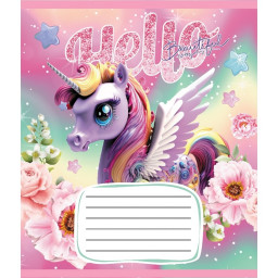 Тетрадь ученическая "Единороги" Leader 012-510065C-3 в косую линию, 12 листов 