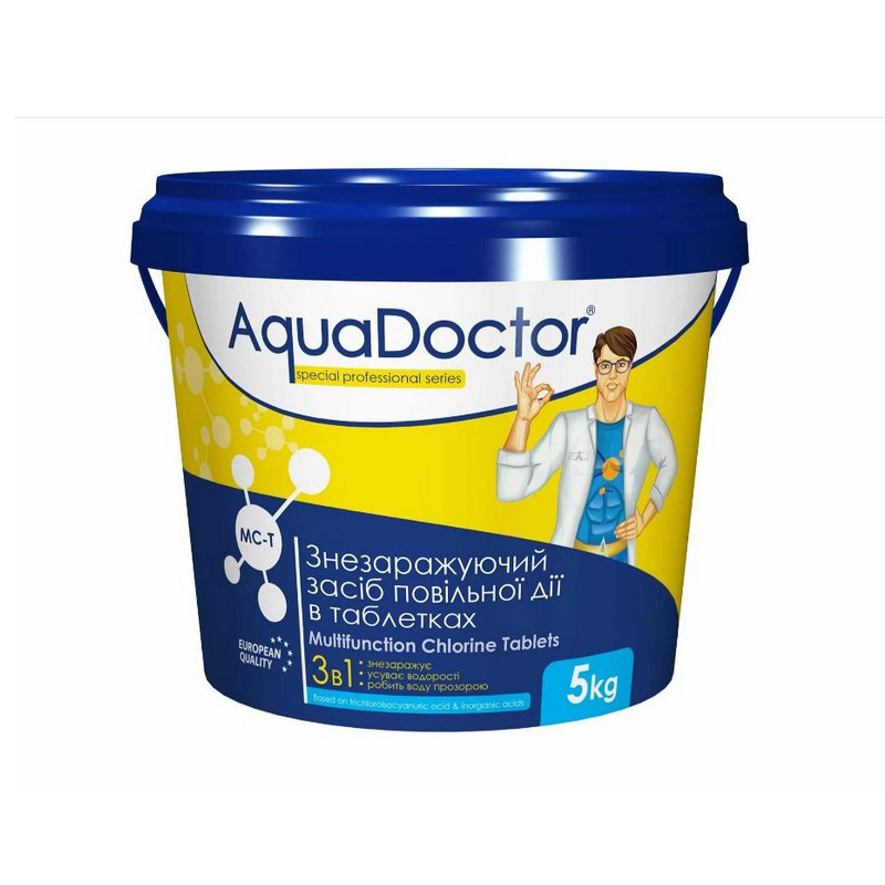 Знезаражуючий засіб повільної дії в таблетках MC-T AquaDoctor 2491AD 5 кг (таблетки по 200 г)