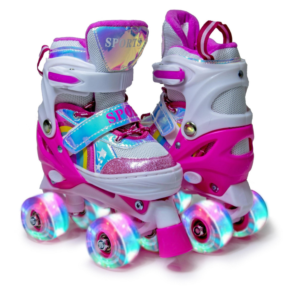 Детские ролики-квады Scale Sports 1101711912 розовый, с подсветкой, размер 30-33