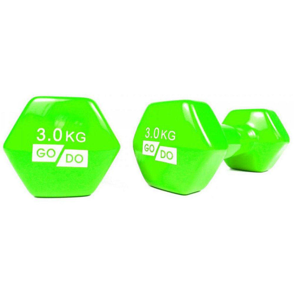 Гантели для фитнеса с виниловым покрытием GoDo GD-3.0GR 6 кг (пара)