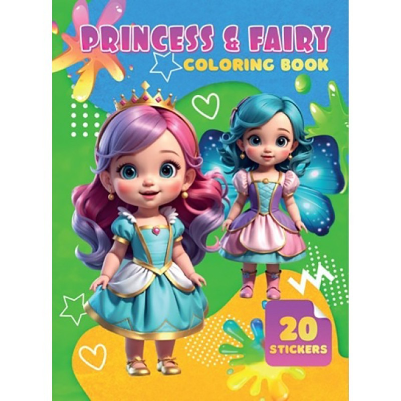 Детская раскраска Princessand Fairy Jumbi А06012508, 20 наклеек А4 