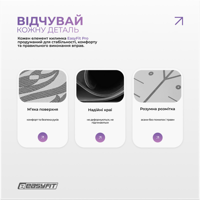 Коврик для йоги профессиональный Pro EasyFit EF-1925-GY, каучук 5 мм, серый