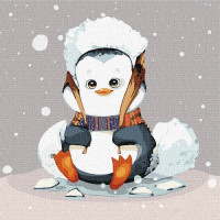 Картина по номерам "Маленький пингвинчик" Идейка KHO2372 25х25 см