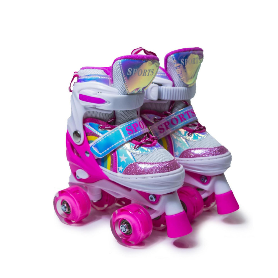 Детские ролики-квады Scale Sports 1973601611 розовый, с подсветкой, размер 34-37