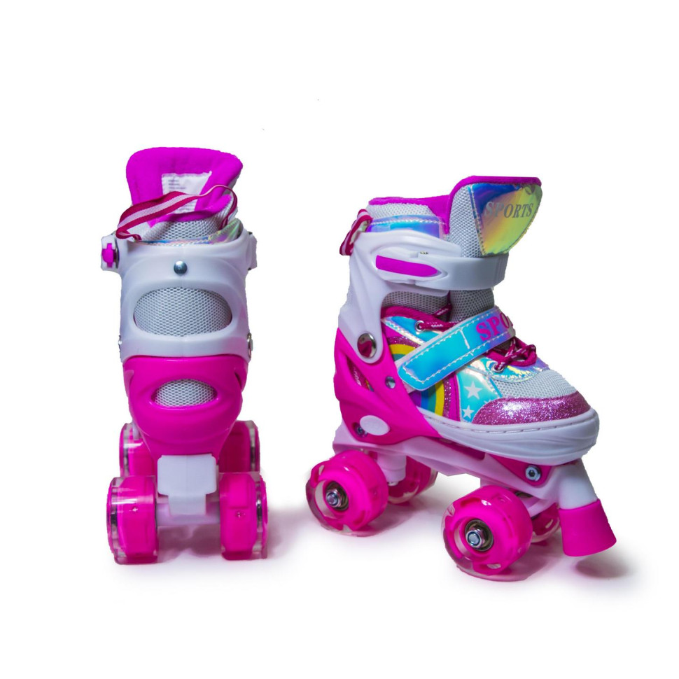 Детские ролики-квады Scale Sports 1973601611 розовый, с подсветкой, размер 34-37