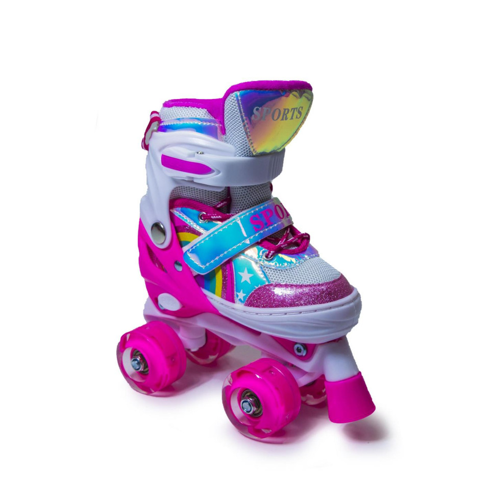 Детские ролики-квады Scale Sports 1973601611 розовый, с подсветкой, размер 34-37