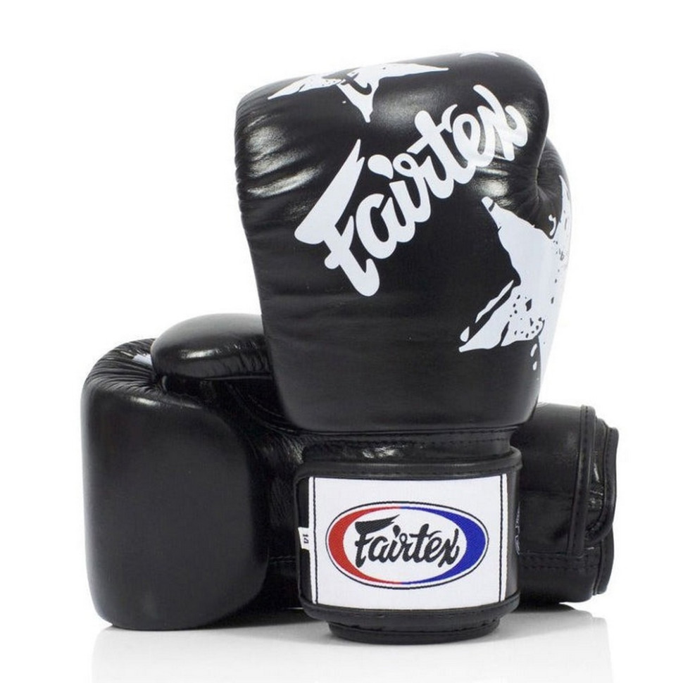 Боксерские перчатки BGV1 Nation Print Fairtex BGV1_Print_10oz_Black 10 унций (бинты в комплекте)