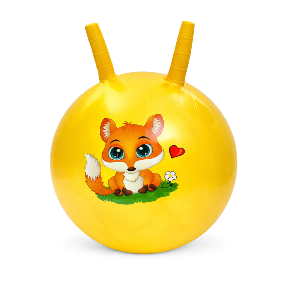 Дитячий м'яч для фітнесу Тваринка Bambi MS 4284(Yellow) з ріжками, 45 см, 320 г