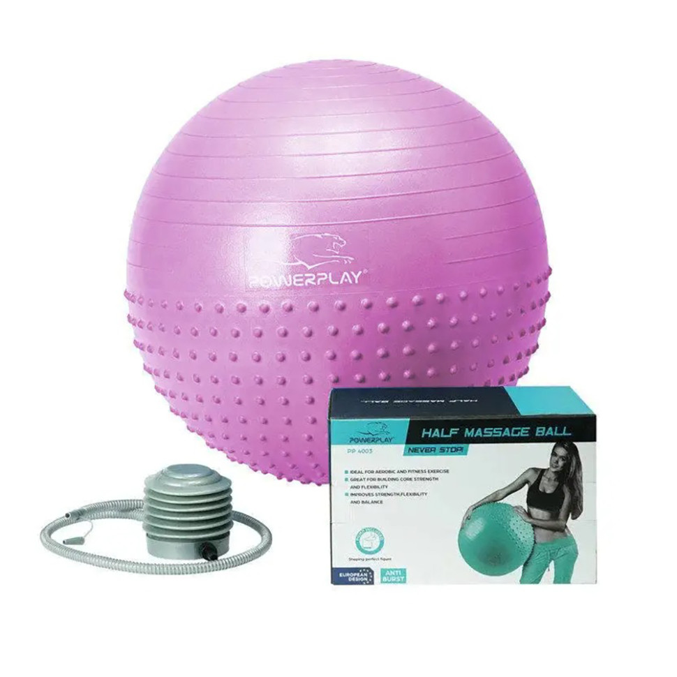 Мяч для фитнеса PowerPlay PP_4003_75cm_Light-purple, насос