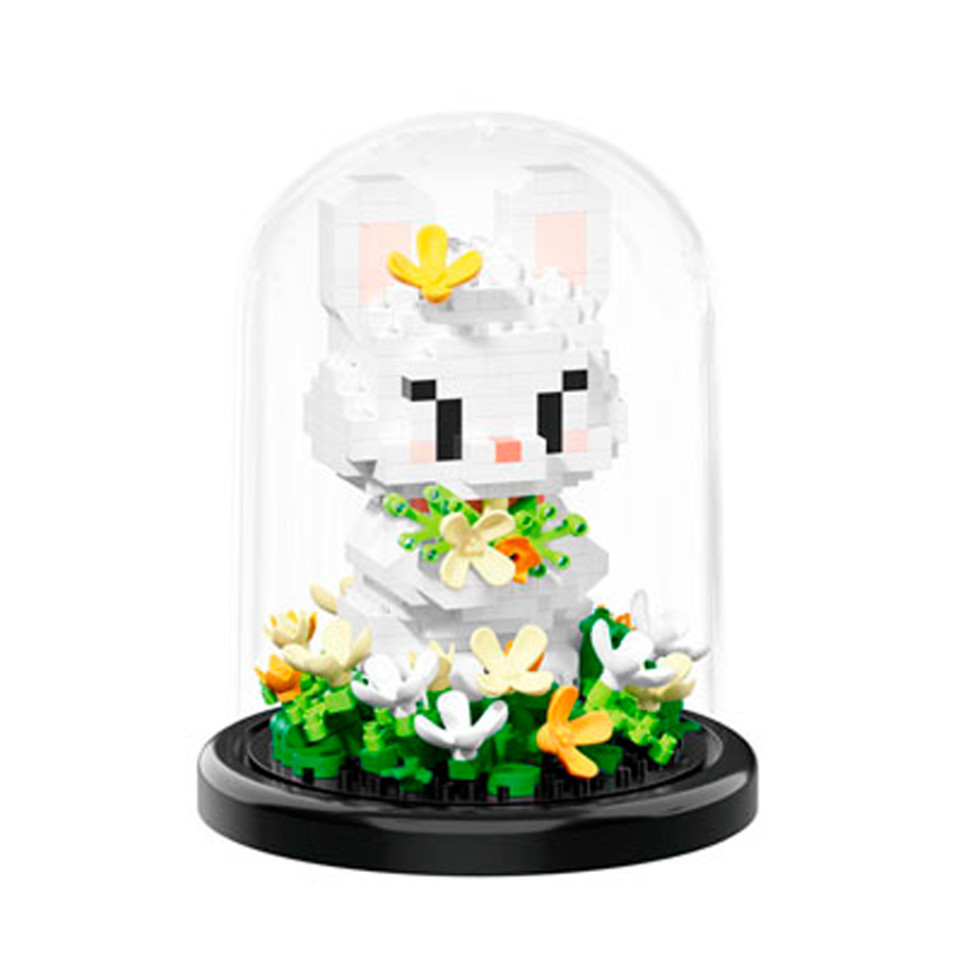 Детский Конструктор Кролик с цветами Bambi 7245 в колбе, 403 детали