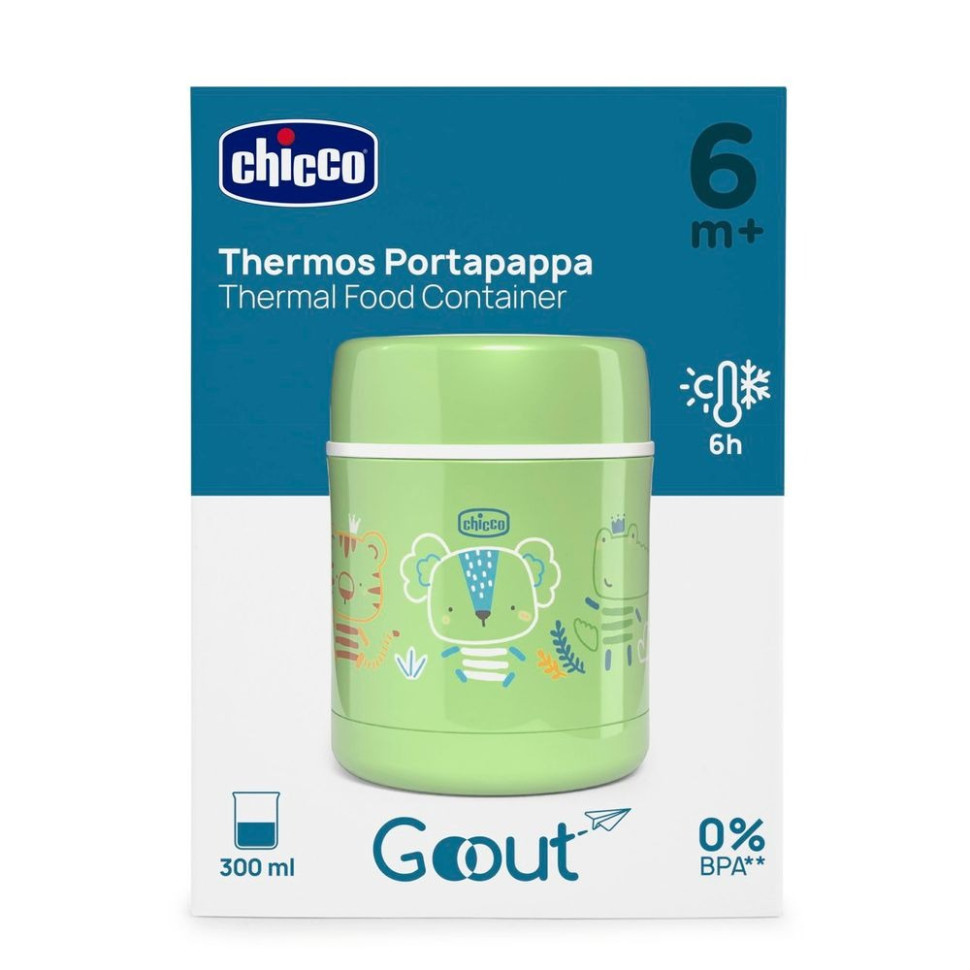 Термос для дитячого харчування Chicco 60182.30 зелений 300 мл, з нержавіючої сталі