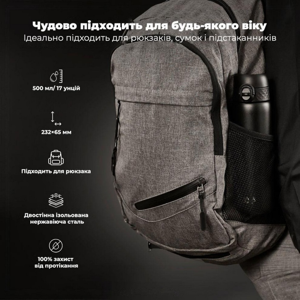 Пляшка для води вакуумна Vacuum Insulated ION8 I8TS500BLK 500 мл, Black