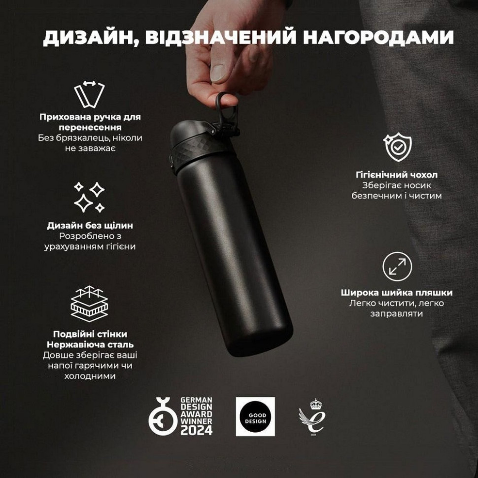 Пляшка для води вакуумна Vacuum Insulated ION8 I8TS500BLK 500 мл, Black