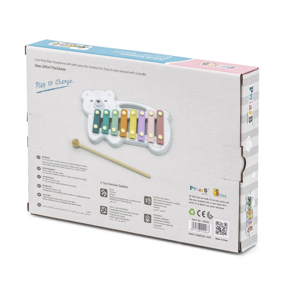 Музична іграшка Ксилофон-ведмедик Viga Toys PolarB 44026 дерев'яний